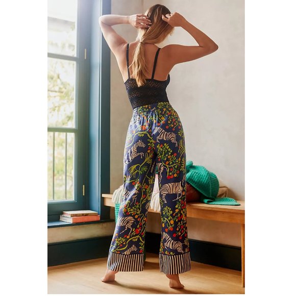 Olivia Wendel for Anthropologie Flannel Sleep Pants Blue Zebra Print XXS - Picture 3 of 12